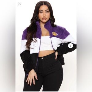 NBA Alley Oop Lakers Sherpa Jacket - Purple/combo Size Large